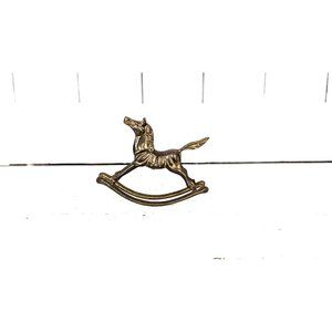Vintage small brass rocking horse decor